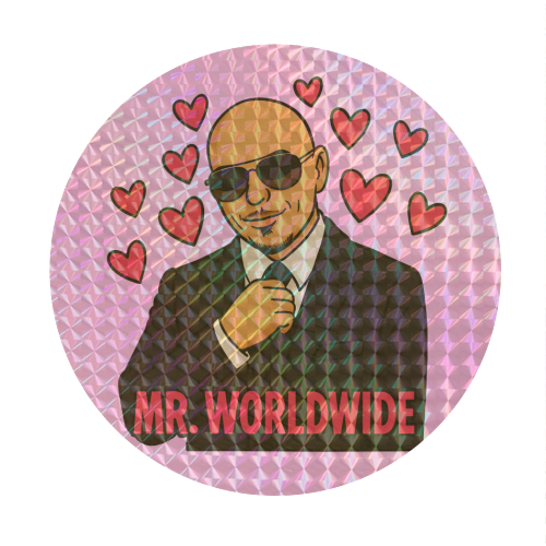 Mr. Worldwide - Circle Sticker by Ms Doodle