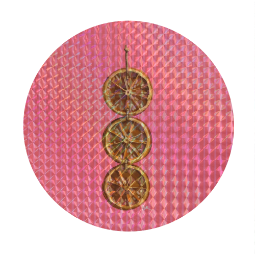 Christmas Dried Oranges - Circle Sticker by Beverley Rae