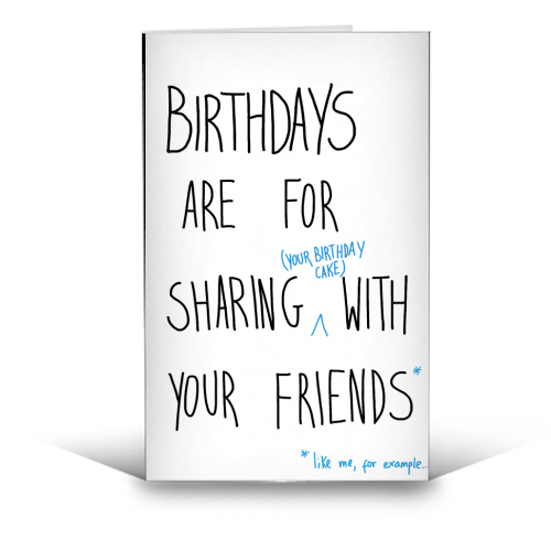 Birthday sharing blue - funny greeting card by Anon
