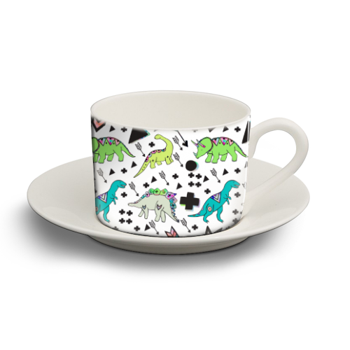 Dinosaurs Rock - personalised cup and saucer by Cassie Swindlehurst