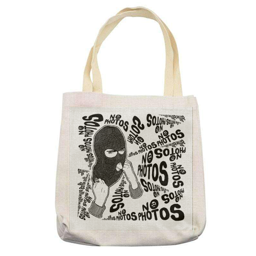No Photos II - printed tote bag by Si Gross