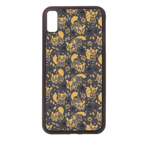 Cute Squirrel Pattern Gold and Black - stylish phone case by Claire Stamper