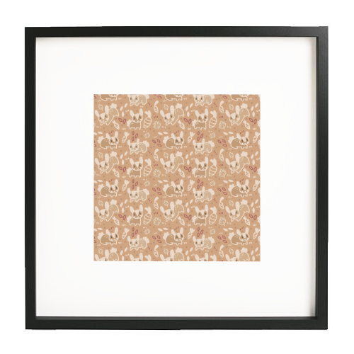 Cute Brown Bunnies Pattern - framed poster print by Claire Stamper