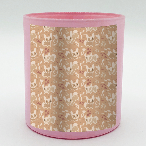 Cute Brown Bunnies Pattern - scented candle by Claire Stamper