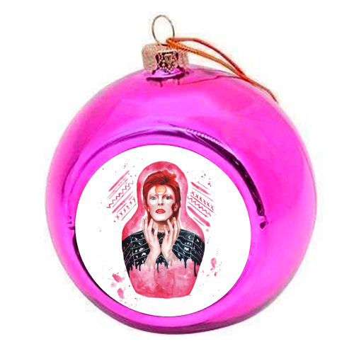 Ziggy Stardust - colourful christmas bauble by Zowie Green