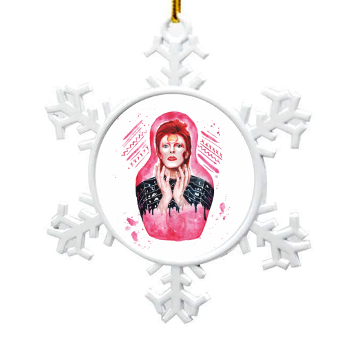 Ziggy Stardust - snowflake decoration by Zowie Green