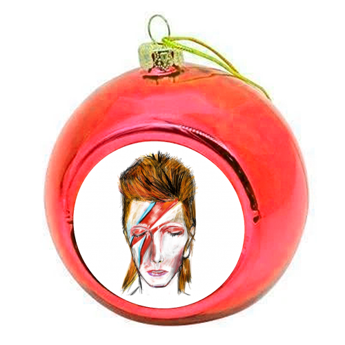 Bowie  - colourful christmas bauble by James Jefferson Peart