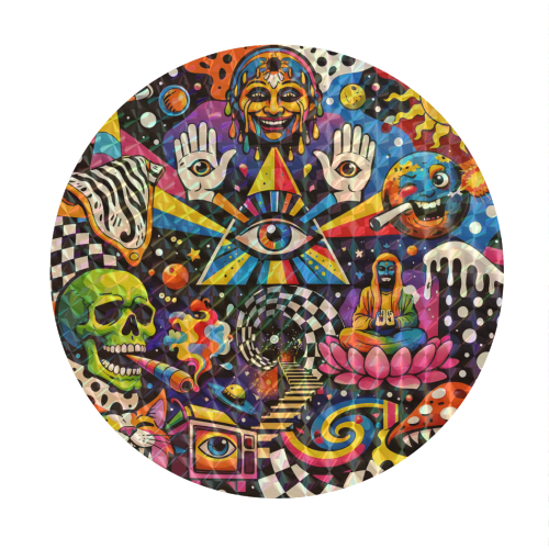 Psychedelic Revelation of Cosmic Satire - Circle Sticker by Kirsten Star