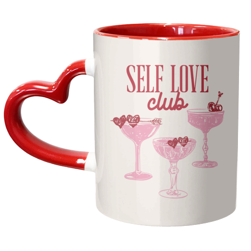Self Love Club Heart Cocktail Illustration - unique mug by EZbie