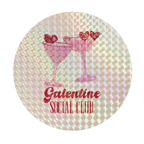 Galentine Social Club Pink Cocktail Cheers - Circle Sticker by EZbie