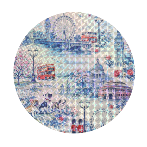London Blue Toile - Circle Sticker by Ms Doodle