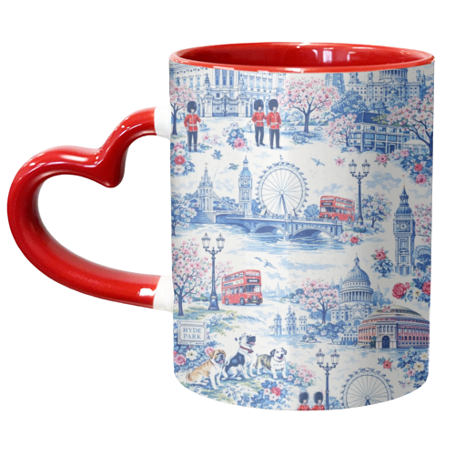London Blue Toile - unique mug by Ms Doodle