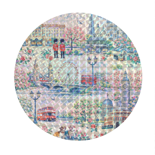 Colourful London Toile - Circle Sticker by Ms Doodle