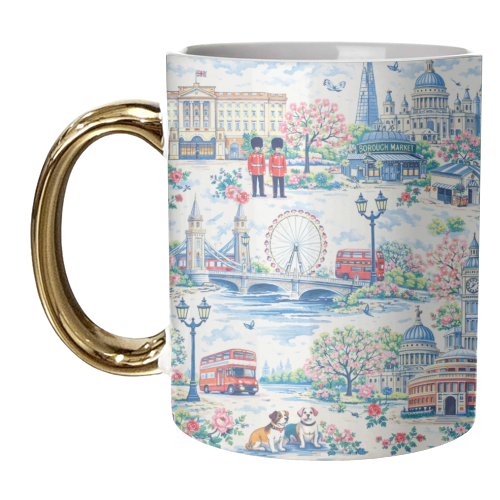 Colourful London Toile - unique mug by Ms Doodle