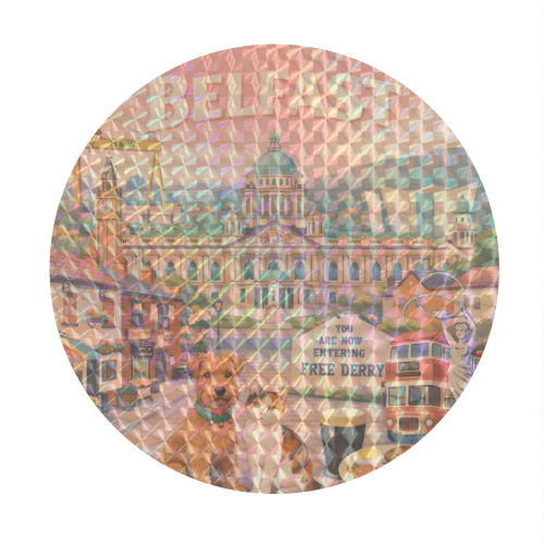 Belfast Pastel Poster - Circle Sticker by AP