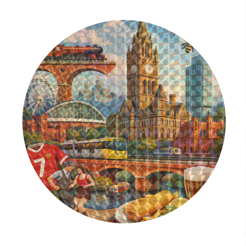 Manchester Poster - Circle Sticker by AP