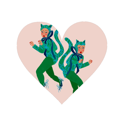 Cat Women Green Bows Catsuit - Magnet by Steph Pryor