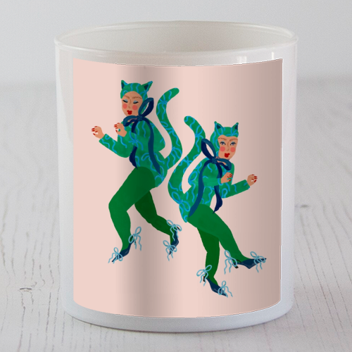 Cat Women Green Bows Catsuit - scented candle by Steph Pryor
