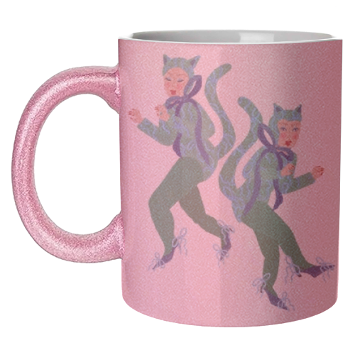 Cat Women Green Bows Catsuit - unique mug by Steph Pryor