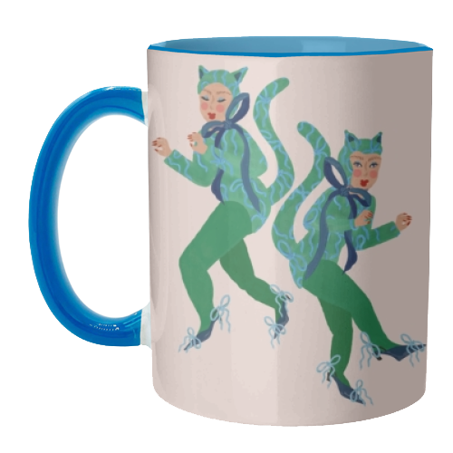 Cat Women Green Bows Catsuit - unique mug by Steph Pryor