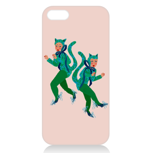 Cat Women Green Bows Catsuit - unique phone case by Steph Pryor