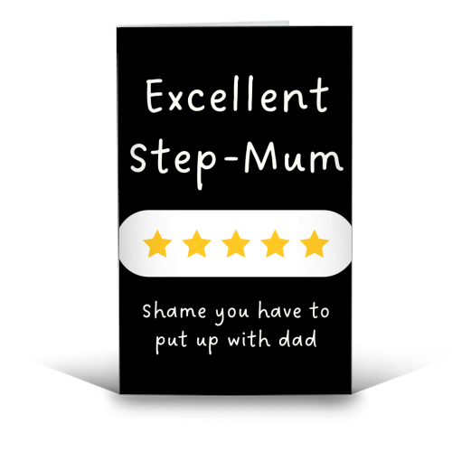 Excellent Step Mum Five Star Funny Quote Print - funny greeting card by Sundiva Designs