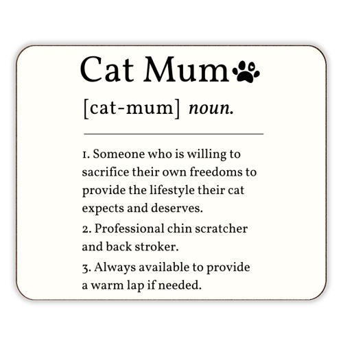 Cat Mum Noun Definition Funny Dictionary - designer placemat by Sundiva Designs