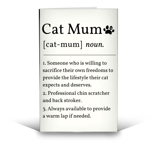 Cat Mum Noun Definition Funny Dictionary - funny greeting card by Sundiva Designs