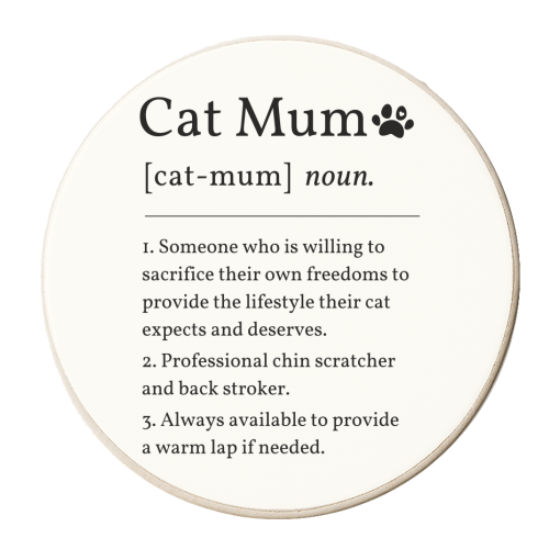 Cat Mum Noun Definition Funny Dictionary - personalised beer coaster by Sundiva Designs