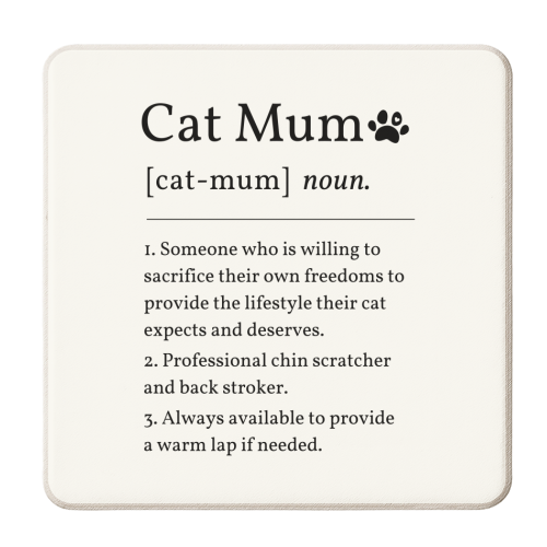 Cat Mum Noun Definition Funny Dictionary - personalised beer coaster by Sundiva Designs