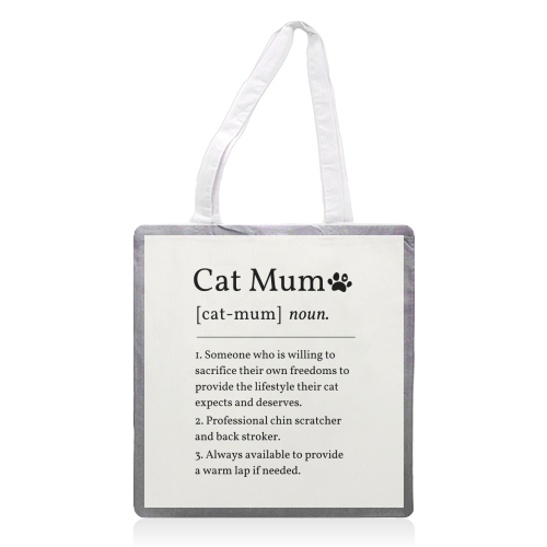 Cat Mum Noun Definition Funny Dictionary - printed canvas tote bag by Sundiva Designs