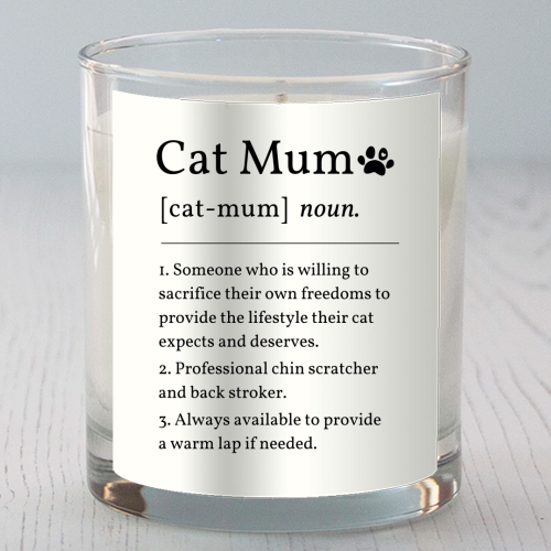 Cat Mum Noun Definition Funny Dictionary - scented candle by Sundiva Designs