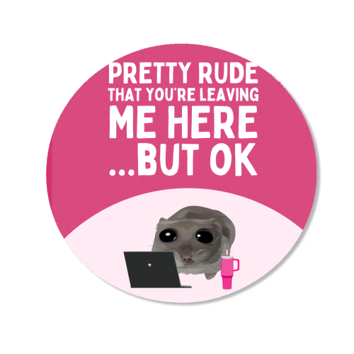 Pretty Rude That You're Leaving Me Funny Sad Hamster Meme - Magnet by Sundiva Designs