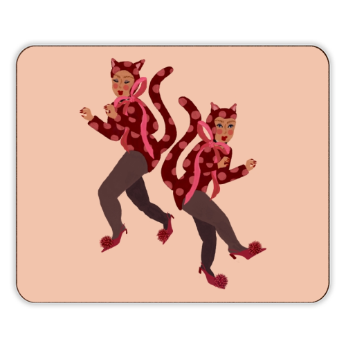 Cat Women - Blush Polka Catsuits - designer placemat by Steph Pryor