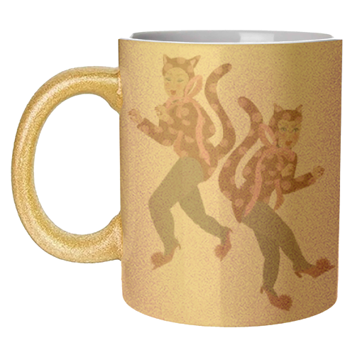 Cat Women - Blush Polka Catsuits - unique mug by Steph Pryor