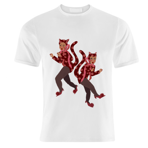 Cat Women - Blush Polka Catsuits - unique t shirt by Steph Pryor
