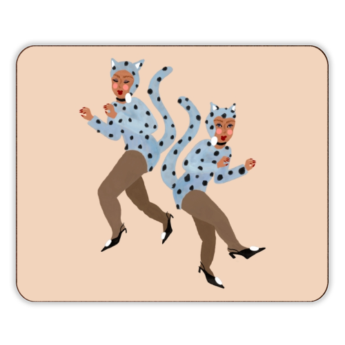 Cat Women - Blue Dalmatian Catsuit - designer placemat by Steph Pryor