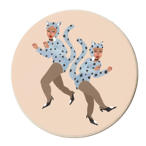 Cat Women - Blue Dalmatian Catsuit - personalised beer coaster by Steph Pryor