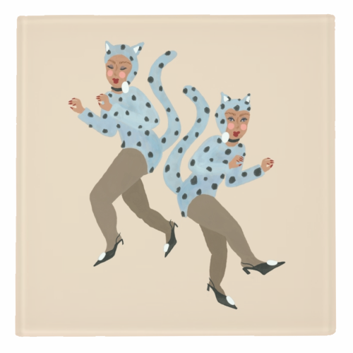 Cat Women - Blue Dalmatian Catsuit - personalised beer coaster by Steph Pryor