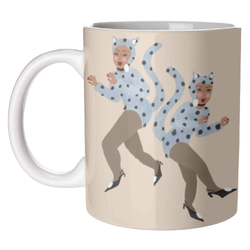 Cat Women - Blue Dalmatian Catsuit - unique mug by Steph Pryor