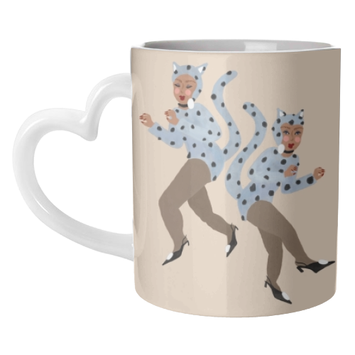 Cat Women - Blue Dalmatian Catsuit - unique mug by Steph Pryor