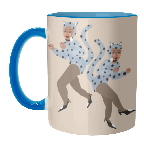 Cat Women - Blue Dalmatian Catsuit - unique mug by Steph Pryor