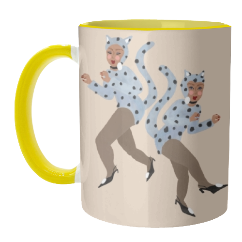 Cat Women - Blue Dalmatian Catsuit - unique mug by Steph Pryor