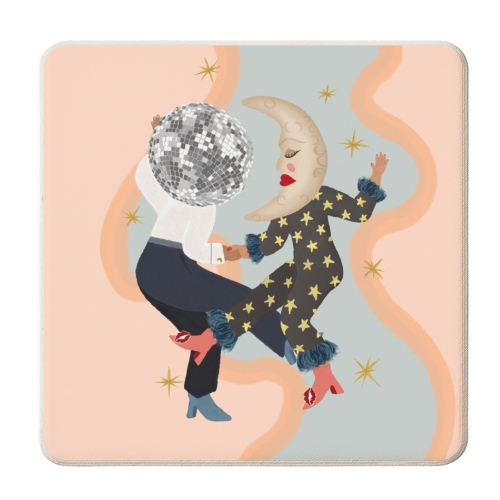 Disco Lovers Moon Dance - personalised beer coaster by Steph Pryor