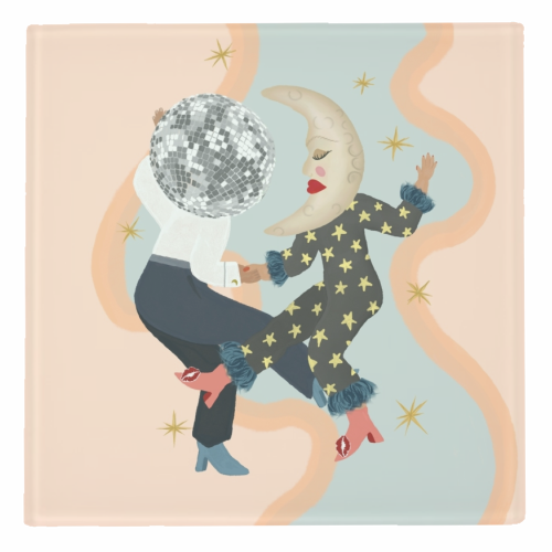 Disco Lovers Moon Dance - personalised beer coaster by Steph Pryor