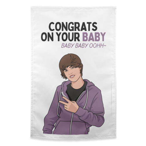 Congrats On Your Baby Baby Baby Ooh Funny New Baby Quote - funny tea towel by Sundiva Designs