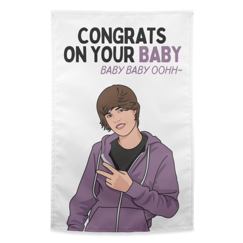 Congrats On Your Baby Baby Baby Ooh Funny New Baby Quote - funny tea towel by Sundiva Designs