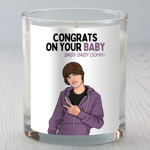 Congrats On Your Baby Baby Baby Ooh Funny New Baby Quote - scented candle by Sundiva Designs