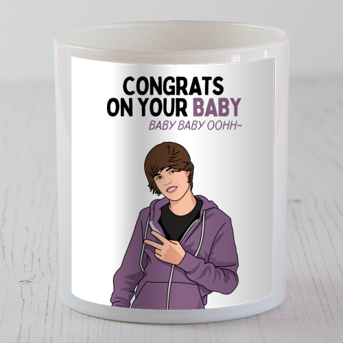 Congrats On Your Baby Baby Baby Ooh Funny New Baby Quote - scented candle by Sundiva Designs