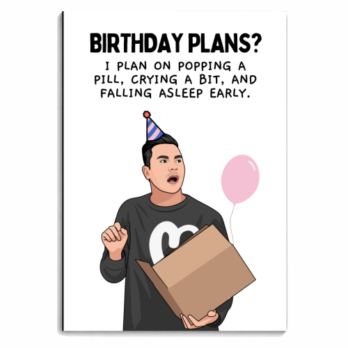 Birthday Plans? Crying And Sleeping Early Funny Introvert Quote - personalised A4, A5, A6 notebook by Sundiva Designs